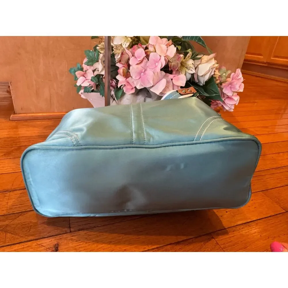 COACH F11669 Hamptons Weekend Blue Aqua Hobo Shoulder Bag (150